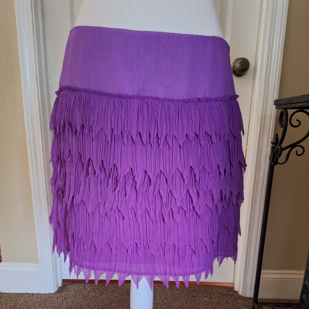 NEW, NEVER WORN W/OUT TAG Philosophy Skirt Purple Fringe Short Layered & Lined